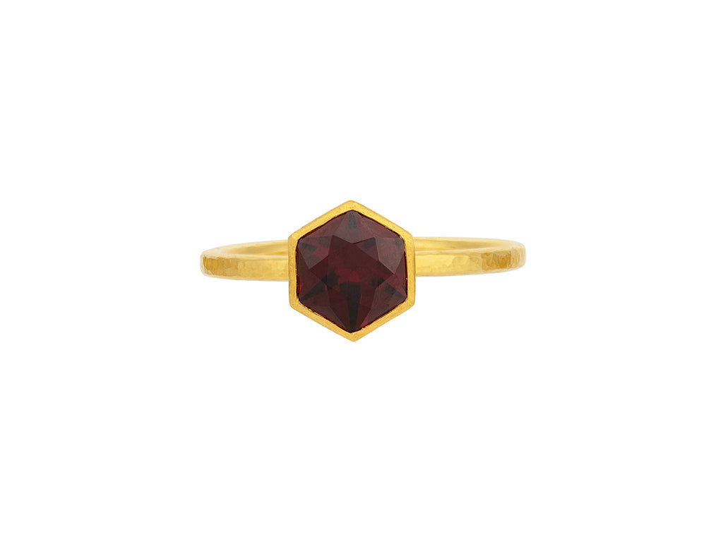 GURHAN, GURHAN Prism Gold Garnet Stacking Ring, 7mm Hexagon Stone