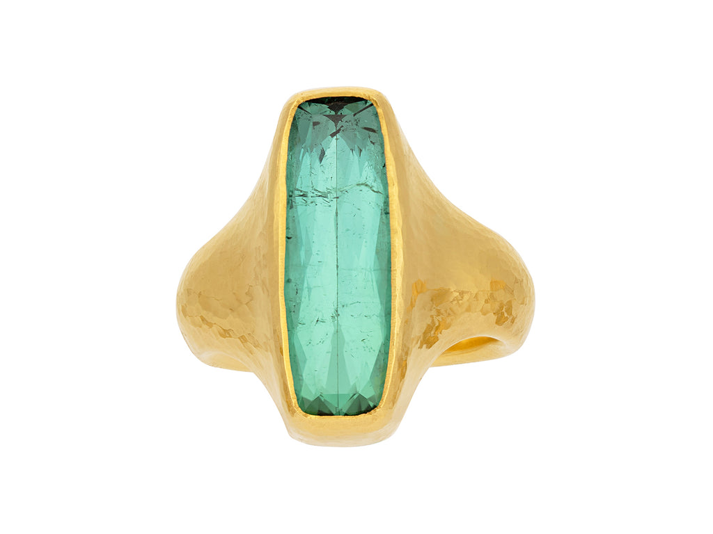 GURHAN, GURHAN Prism Gold Tourmaline Cocktail Ring, 20x8mm Rectangle Stone