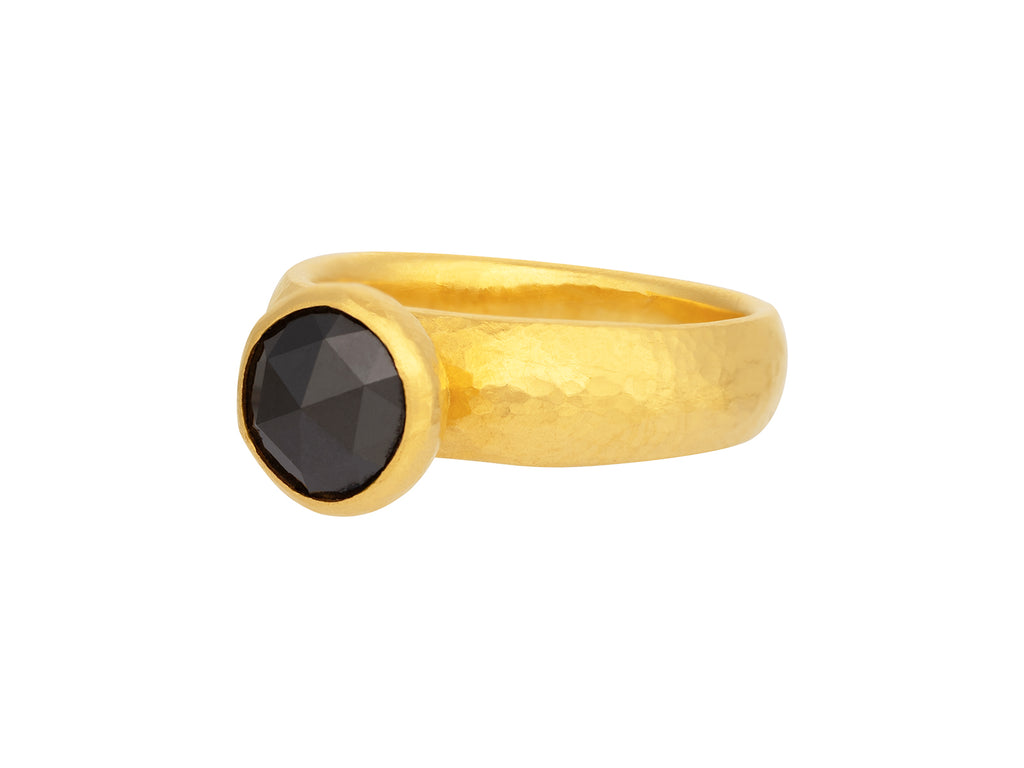 GURHAN, GURHAN Prism Gold Black Diamond Cocktail Ring, 8mm Round Stone