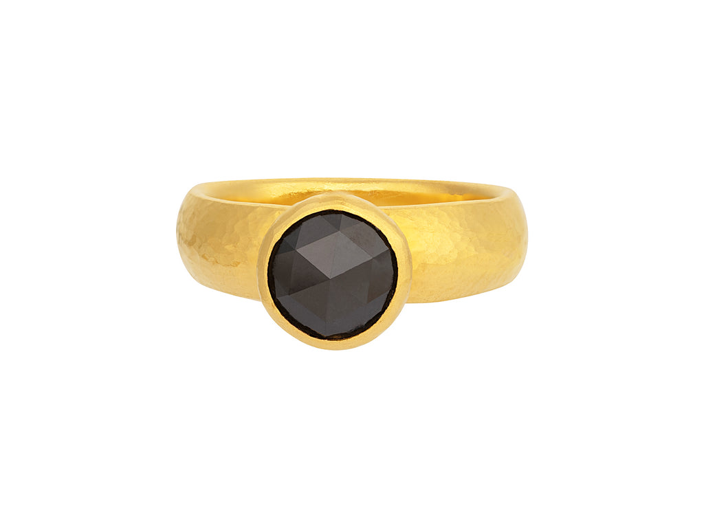 GURHAN, GURHAN Prism Gold Black Diamond Cocktail Ring, 8mm Round Stone