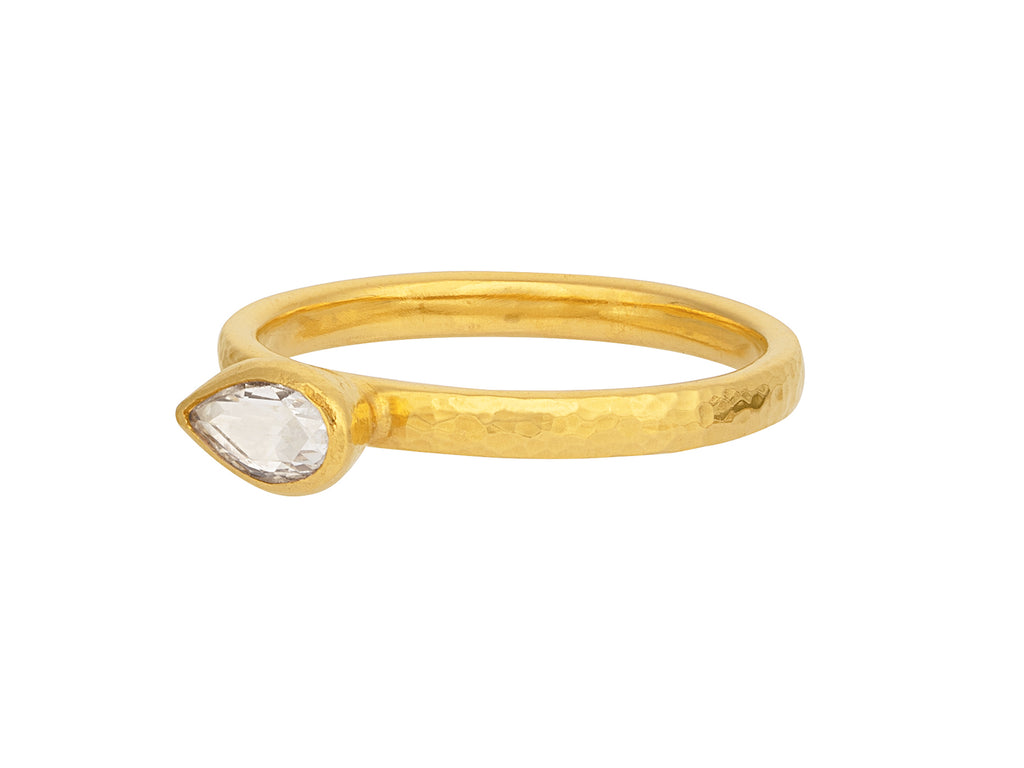 GURHAN, GURHAN Prism Gold Diamond Stacking Ring, 6x4mm Teardrop