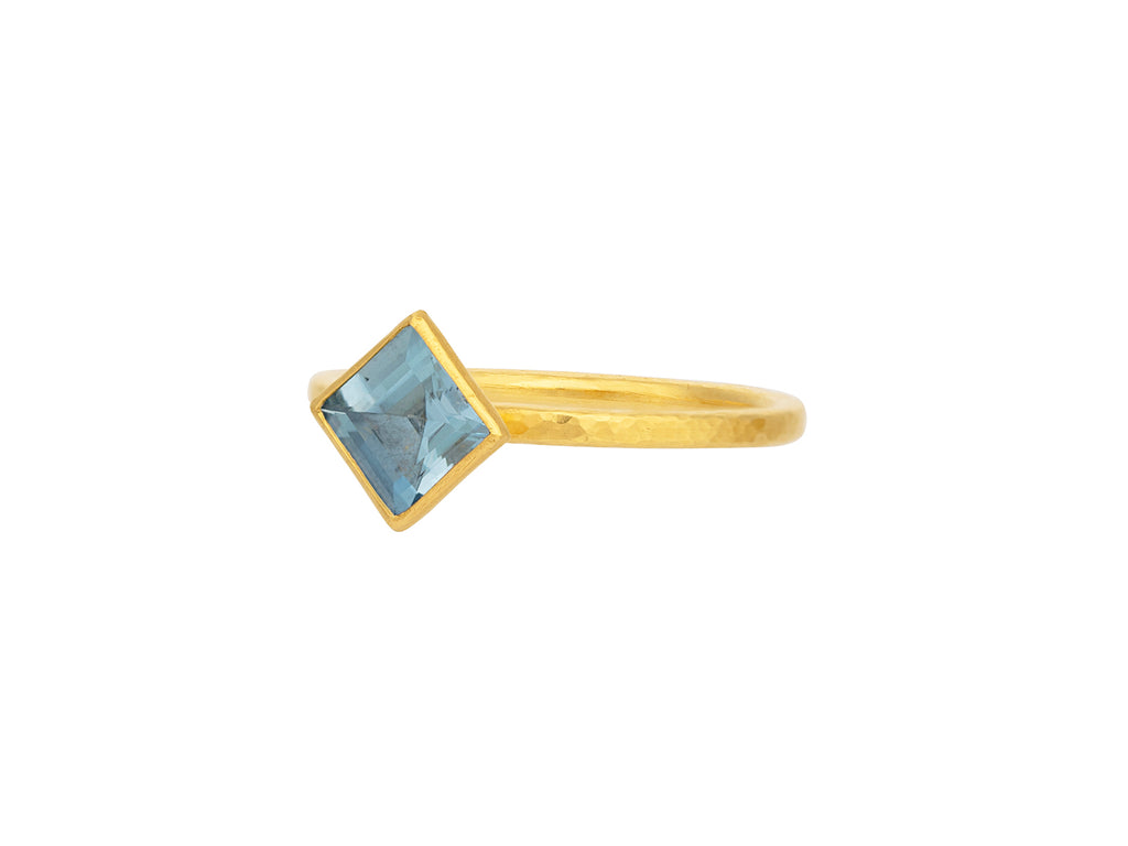 GURHAN, GURHAN Prism Gold Aquamarine Stacking Ring, 6mm Square Stone