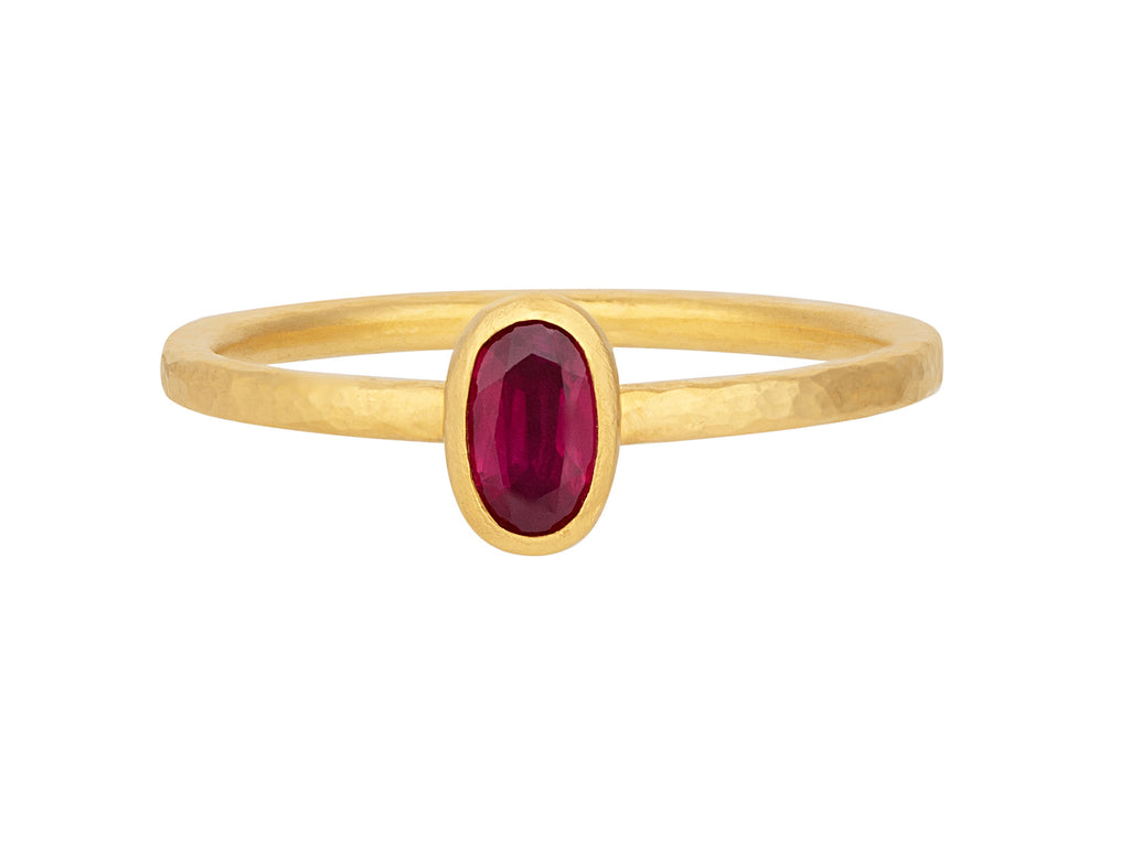 GURHAN, GURHAN Prism Gold Ruby Stacking Ring, 6x4mm Oval