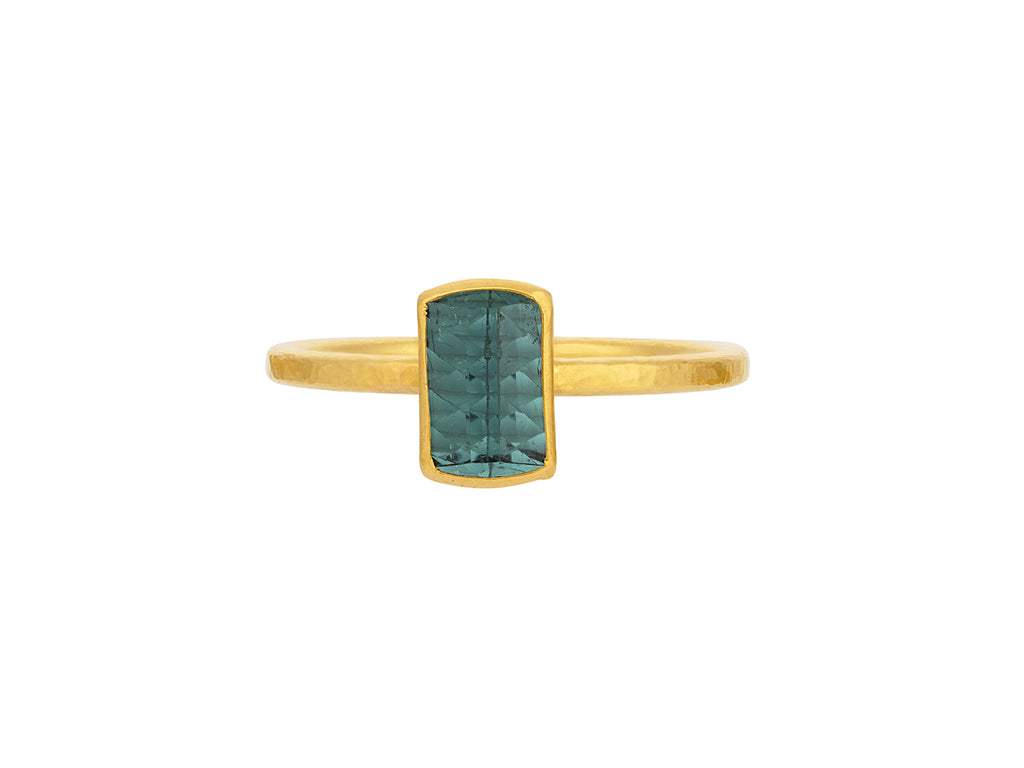 GURHAN, GURHAN Prism Gold Tourmaline Stacking Ring, 7x5mm Rectangle Stone