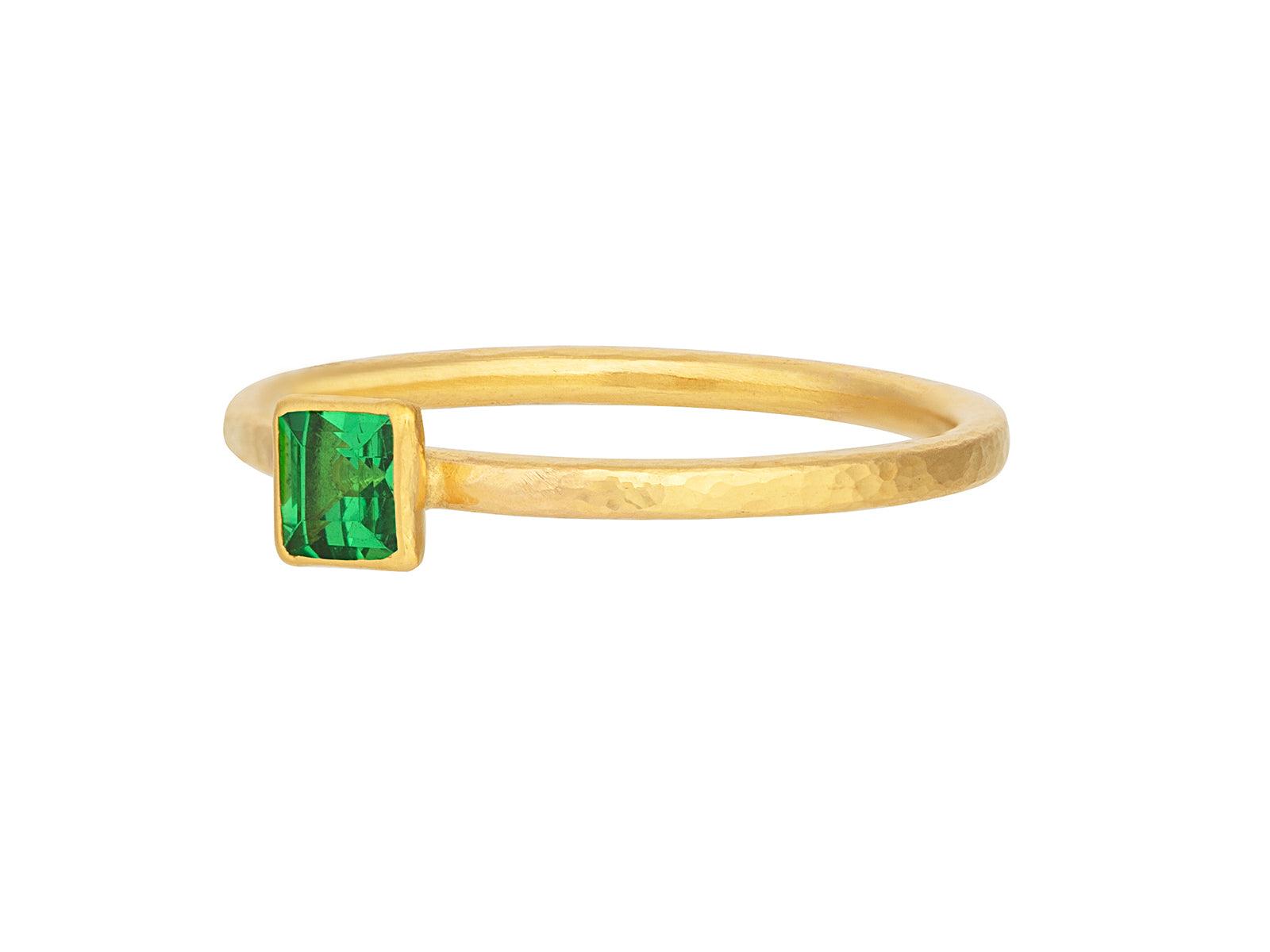 GURHAN, GURHAN Prism One-of-a-Kind 24K Gold Tsavorite Stacking Ring, 4mm Square