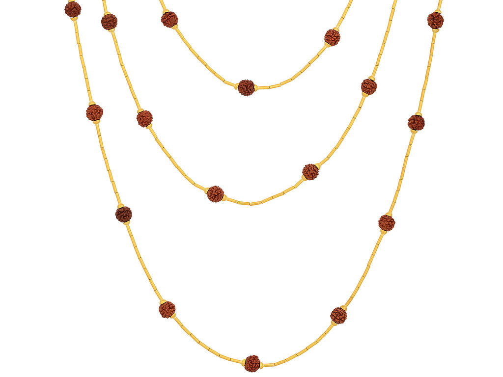 GURHAN, GURHAN Rain Gold Rudraksha Bead Beaded Long Necklace, Thin Gold Tubes