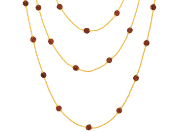 GURHAN, GURHAN Rain Gold Rudraksha Bead Beaded Long Necklace, Thin Gold Tubes