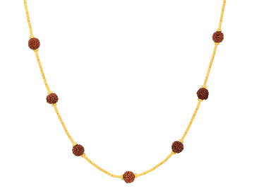 GURHAN, GURHAN Rain Gold Rudraksha Bead Beaded Short Necklace, Thin Gold Tubes