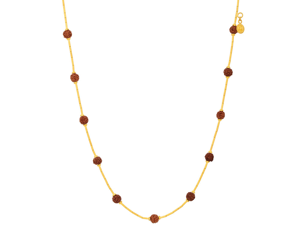 GURHAN, GURHAN Rain Gold Rudraksha Bead Beaded Short Necklace, Thin Gold Tubes