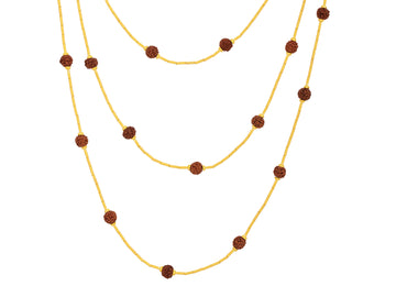 GURHAN, GURHAN Rain Gold Rudraksha Beads Beaded Long Necklace, Thin Gold Tubes