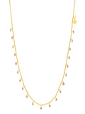 GURHAN, GURHAN Rain Gold Charm Short Necklace, Thin Gold Tubes, with Champagne Diamond Briolette