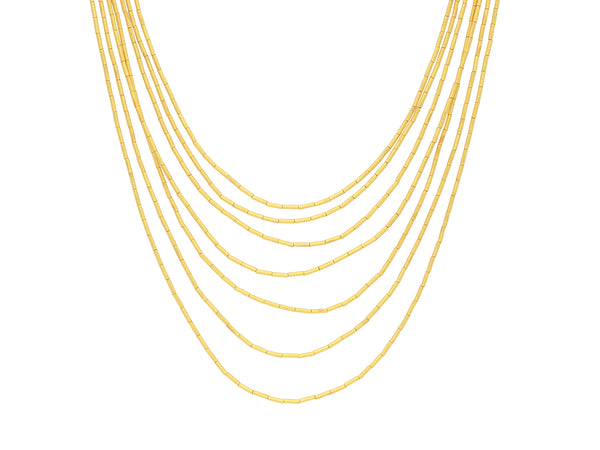 GURHAN Rain Gold Multi-Strand Long Necklace, Double S Clasp, with Pe