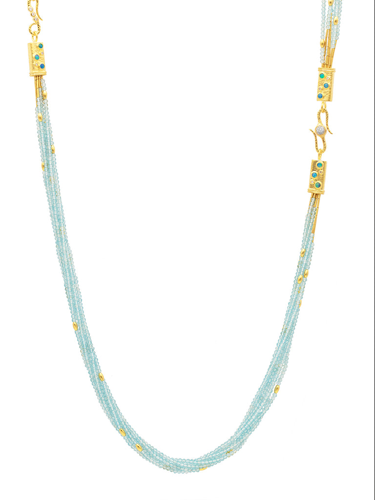 GURHAN, GURHAN Rain Gold Multi-Strand Necklace, Double "S" Clasp, with Apatite