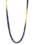 GURHAN, GURHAN Rain Gold Multi-Strand Long Necklace, Double "S" Clasp, with Lapis