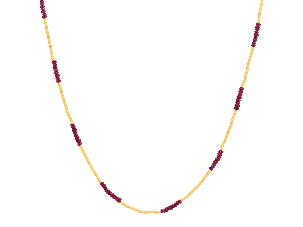 GURHAN, GURHAN Rain Gold Ruby Single-Strand Beaded Short Necklace, Stone Clusters