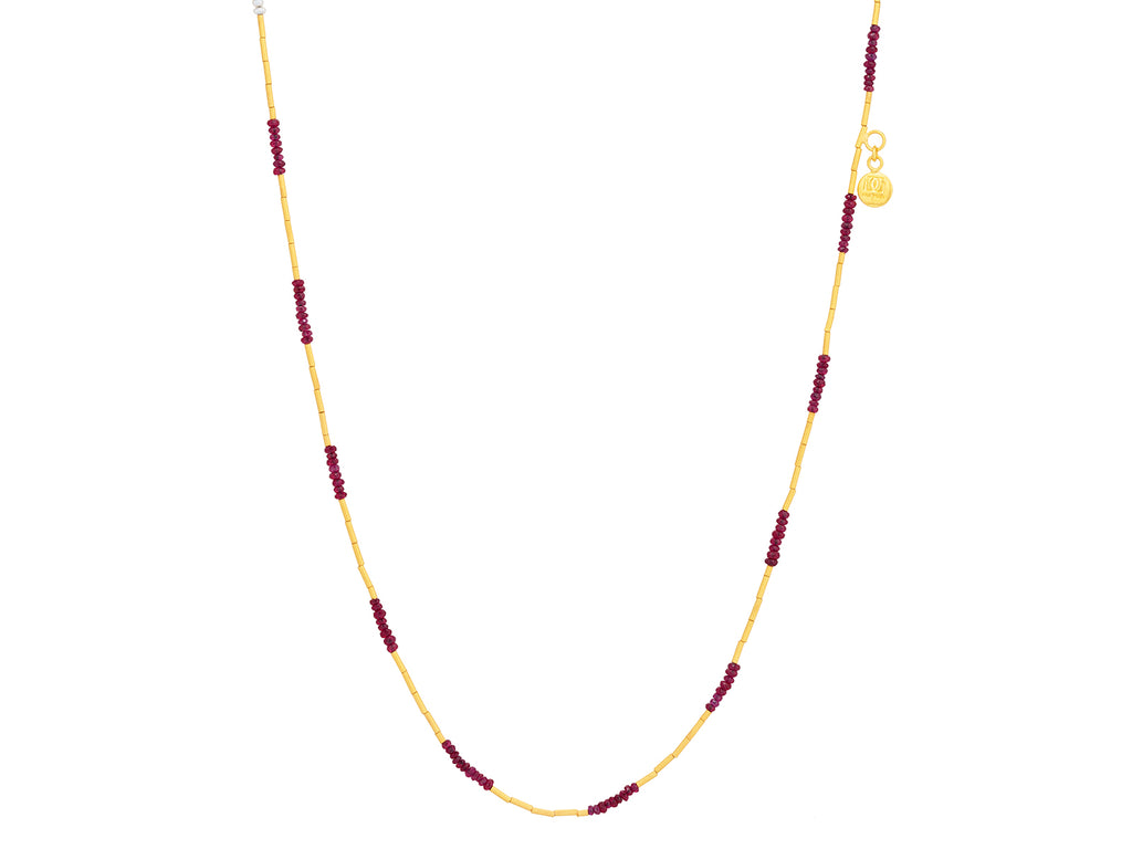 GURHAN, GURHAN Rain Gold Ruby Single-Strand Beaded Short Necklace, Stone Clusters