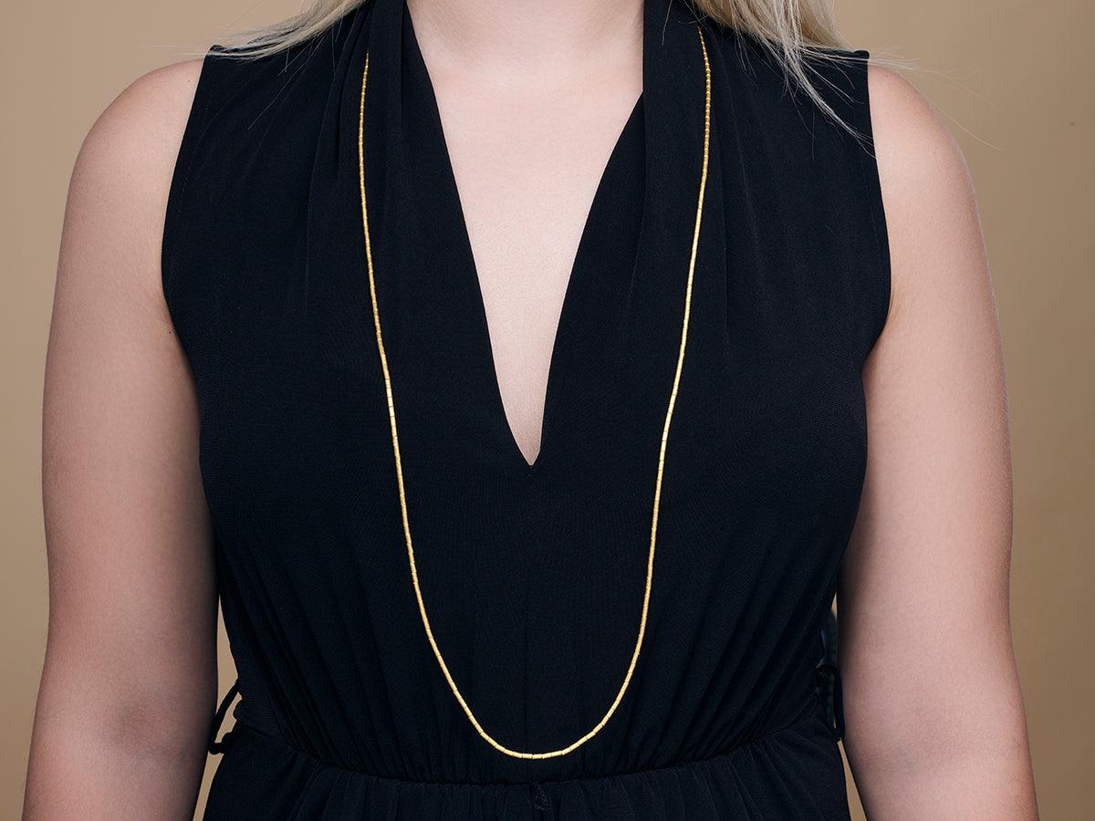 GURHAN Rain 24K Gold Beaded Long Necklace, Thin Gold Tubes, 40" Long GURHAN Rain 24K Gold Beaded Long Necklace, Thin Gold Tubes, 40" Long