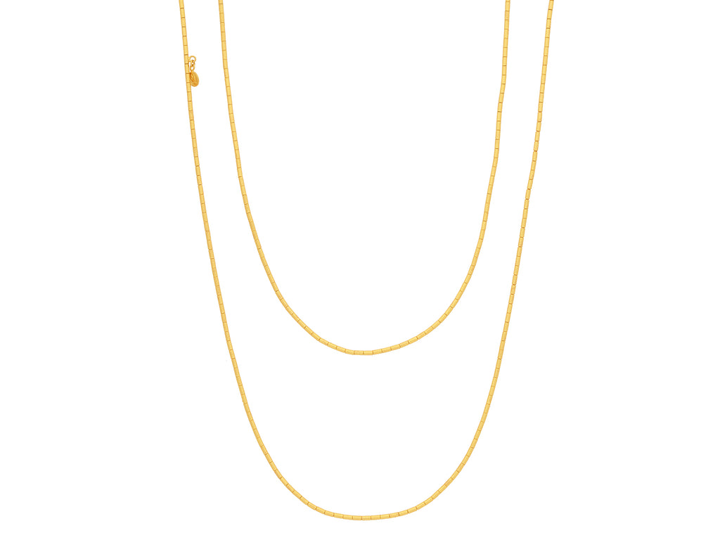 GURHAN, GURHAN Rain Gold Single-Strand Beaded Long Necklace, Thin Gold Tubes