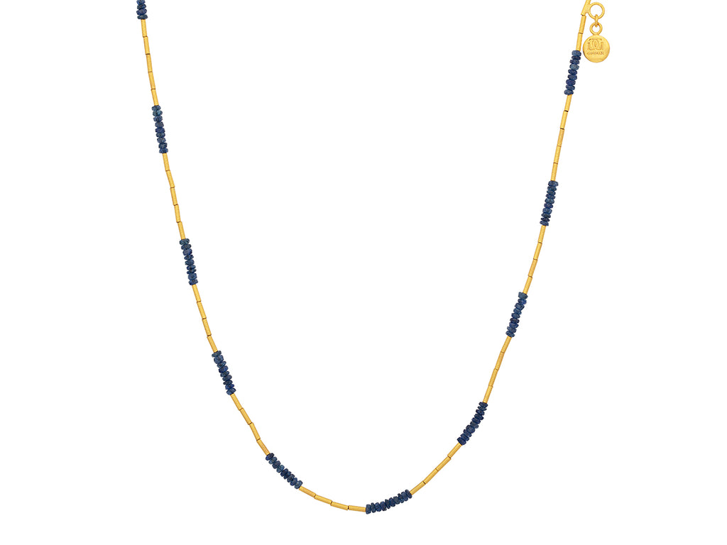 GURHAN, GURHAN Rain Gold Sapphire Single-Strand Beaded Short Necklace, Stone Clusters