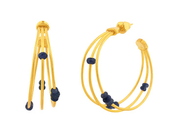 GURHAN, GURHAN Rain Gold Sapphire Beaded Hoop Earrings, Triple Strand