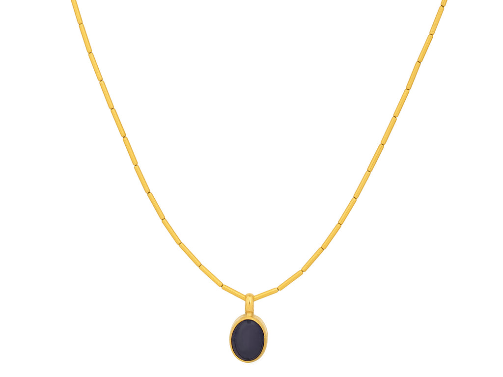 GURHAN, GURHAN Rain Gold Sapphire Pendant Necklace, 10x8mm Oval