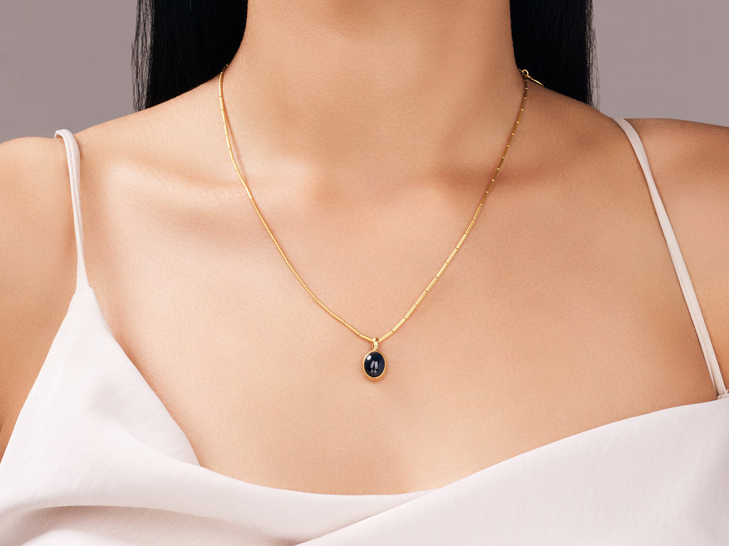 GURHAN, GURHAN Rain Gold Sapphire Pendant Necklace, 10x8mm Oval