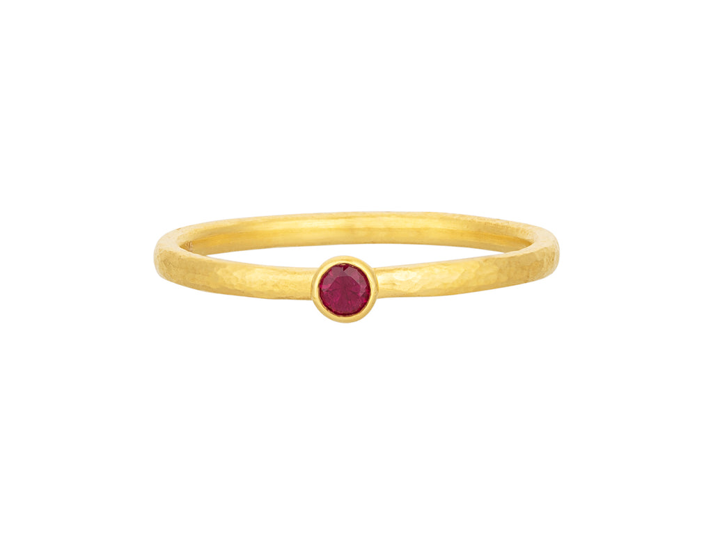 GURHAN, GURHAN Rain Gold Ruby Stacking Ring, 3mm Round Stone