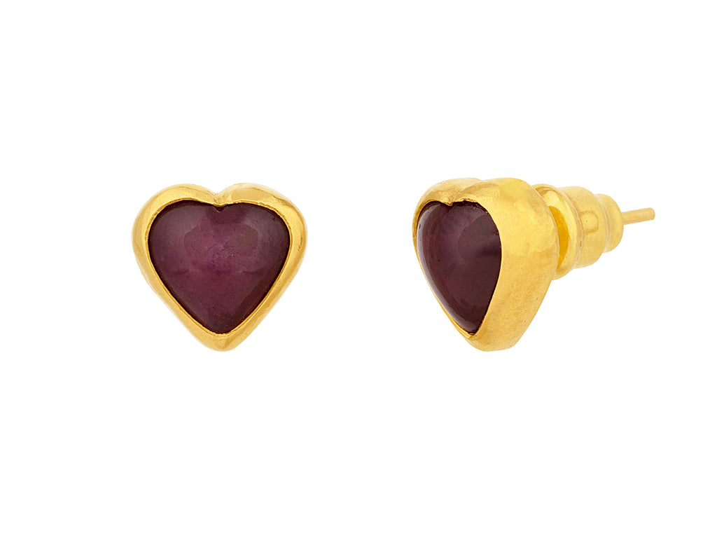 GURHAN, GURHAN Romance Gold Ruby Stud Earrings, 10mm Heart Shape