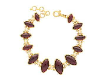 GURHAN, GURHAN Rune Gold Garnet All Around Single-Strand Bracelet, Mixed Cabochon Marquise