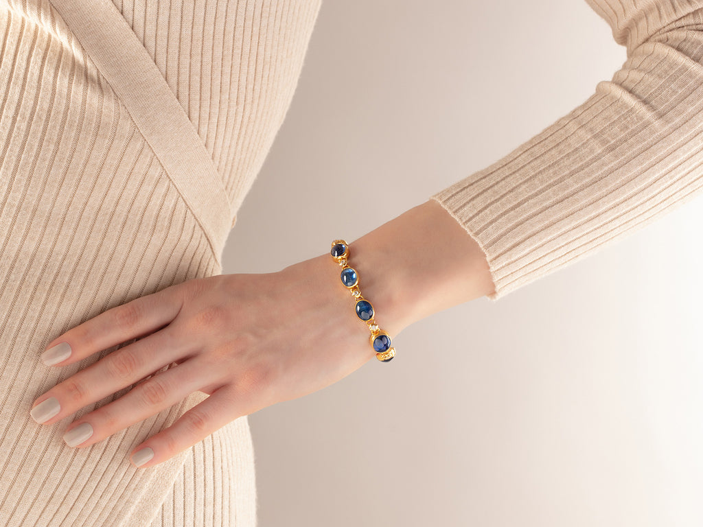 GURHAN, GURHAN Rune Gold Kyanite All Around Single-Strand Bracelet, Mixed Cabochon Shapes