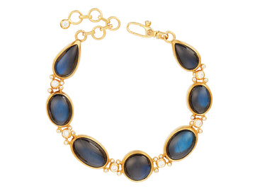 GURHAN, GURHAN Rune Gold Labradorite All Around Single-Strand Bracelet, Mixed Cabochon Shapes