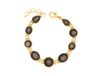 GURHAN, GURHAN Rune Gold All Around Bracelet, Moonstone and Diamond