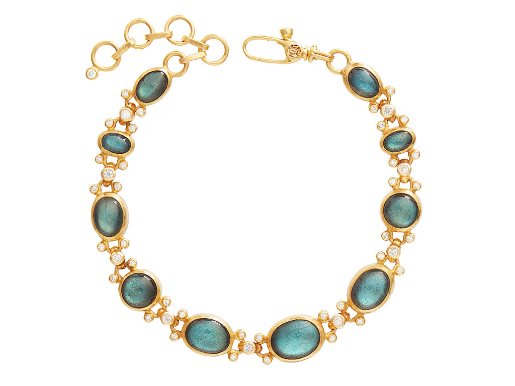 GURHAN, GURHAN Rune Gold Labradorite All Around Single-Strand Bracelet, Mixed Cabochon Shapes