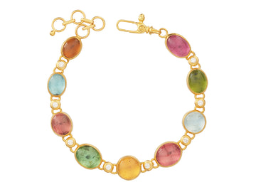 GURHAN, GURHAN Rune Gold Tourmaline All Around Single-Strand Bracelet, Mixed Cabochon Shapes