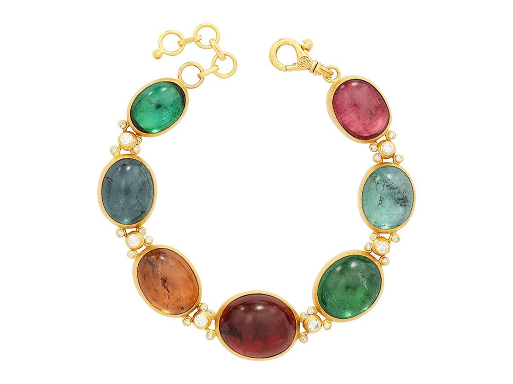 GURHAN, GURHAN Rune Gold Tourmaline All Around Single-Strand Bracelet, Mixed Cabochon Ovals