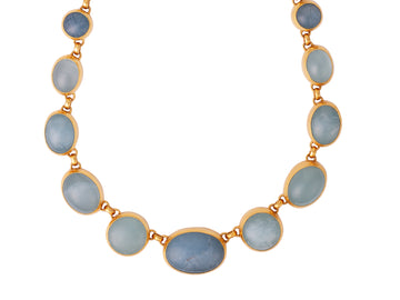 GURHAN, GURHAN Rune Gold Aquamarine All Around Short Necklace, Mixed Amorphous Shapes