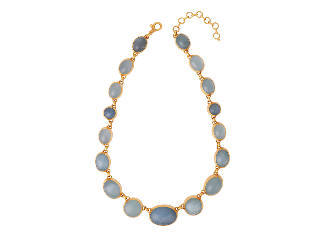 GURHAN, GURHAN Rune Gold Aquamarine All Around Short Necklace, Mixed Amorphous Shapes