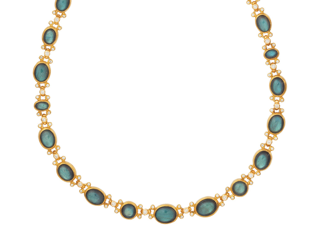 GURHAN, GURHAN Rune Gold Labradorite All Around Short Necklace, Mixed Oval and Round