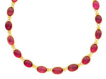 GURHAN, GURHAN Rune Gold Tourmaline All Around Short Necklace, Mixed Oval Stones