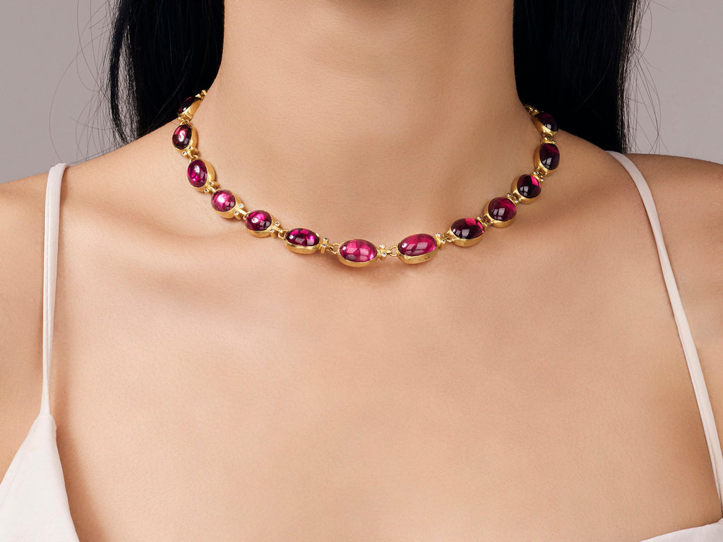 GURHAN, GURHAN Rune Gold Tourmaline All Around Short Necklace, Mixed Oval Stones