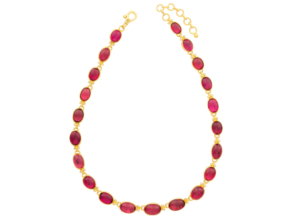 GURHAN, GURHAN Rune Gold Tourmaline All Around Short Necklace, Mixed Oval Stones