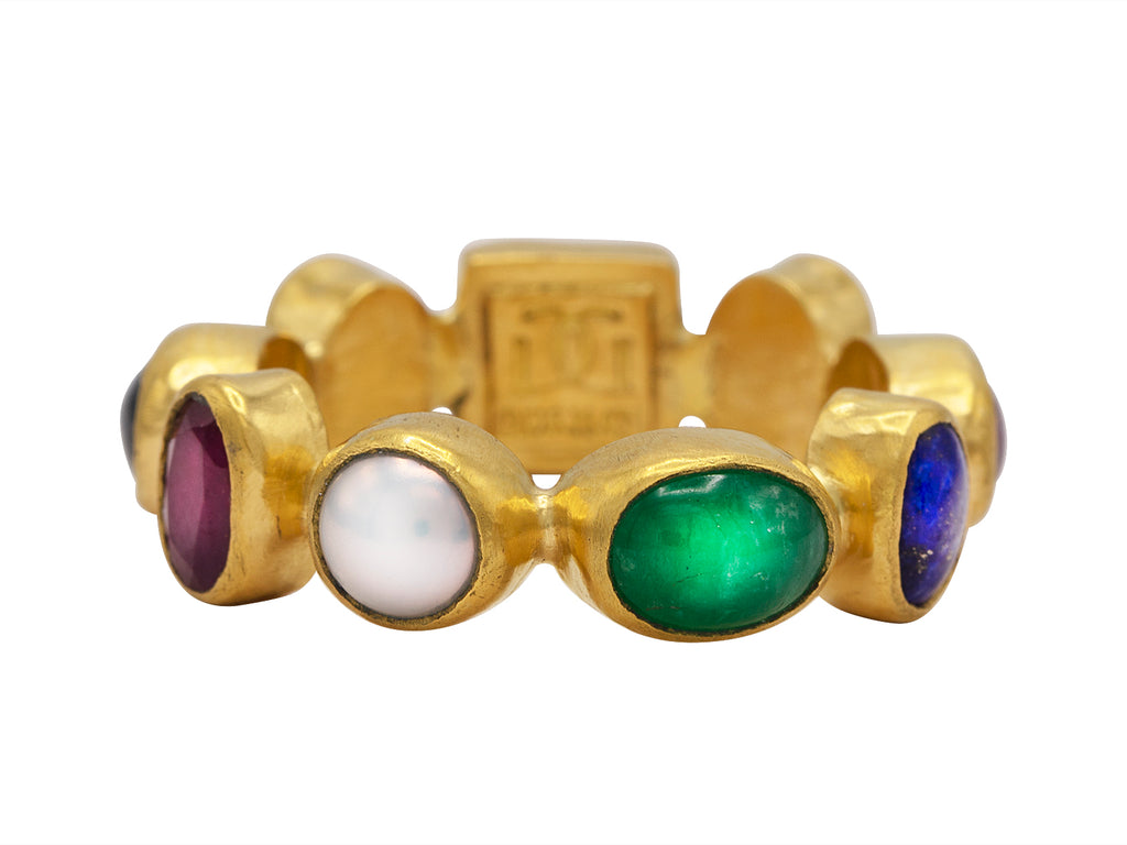 GURHAN, GURHAN Rune Gold Mixed Stone Band Ring, All Around