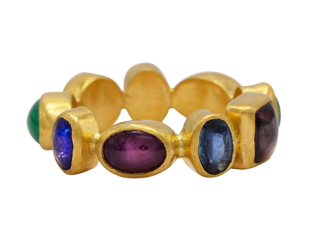 GURHAN, GURHAN Rune Gold Mixed Stone Band Ring, All Around