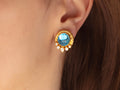 GURHAN, GURHAN Rune Gold Clip Post Stud Earrings, 12mm Round Set in Wide Frame, Topaz and Diamond