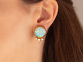 GURHAN, GURHAN Rune Gold Clip Post Stud Earrings, 17mm Round, Opal and Diamond