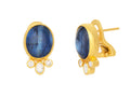 GURHAN, GURHAN Rune Gold Clip Post Stud Earrings, 12x10mm Oval, Kyanite and Diamond