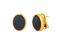 GURHAN, GURHAN Rune Gold Clip Post Stud Earrings, 15x12mm Oval, Labradorite and Diamond