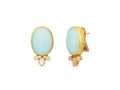 GURHAN, GURHAN Rune Gold Clip Post Stud Earrings, 20x15mm Oval, Turquoise and Diamond