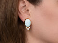 GURHAN, GURHAN Rune Gold Clip Post Stud Earrings, 20x15mm Oval, Turquoise and Diamond