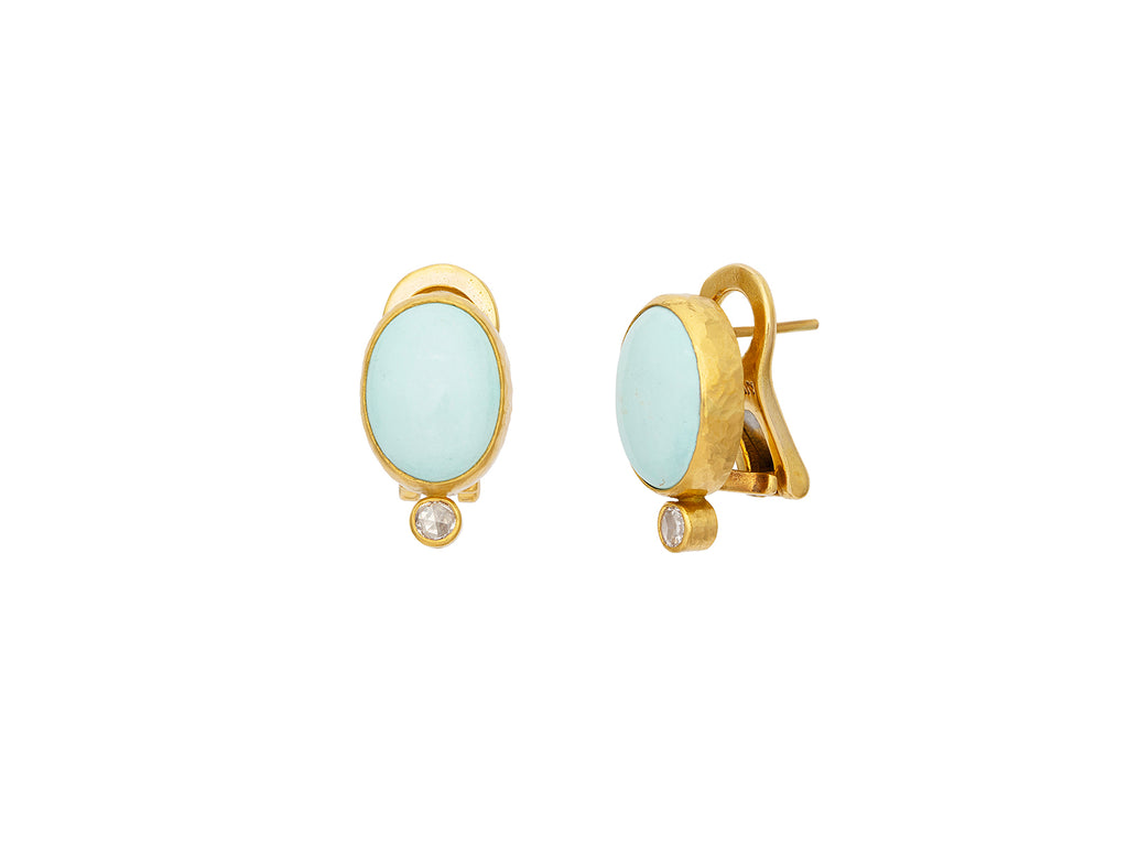 GURHAN, GURHAN Rune Gold Turquoise Stud Earrings, 14x10mm Oval